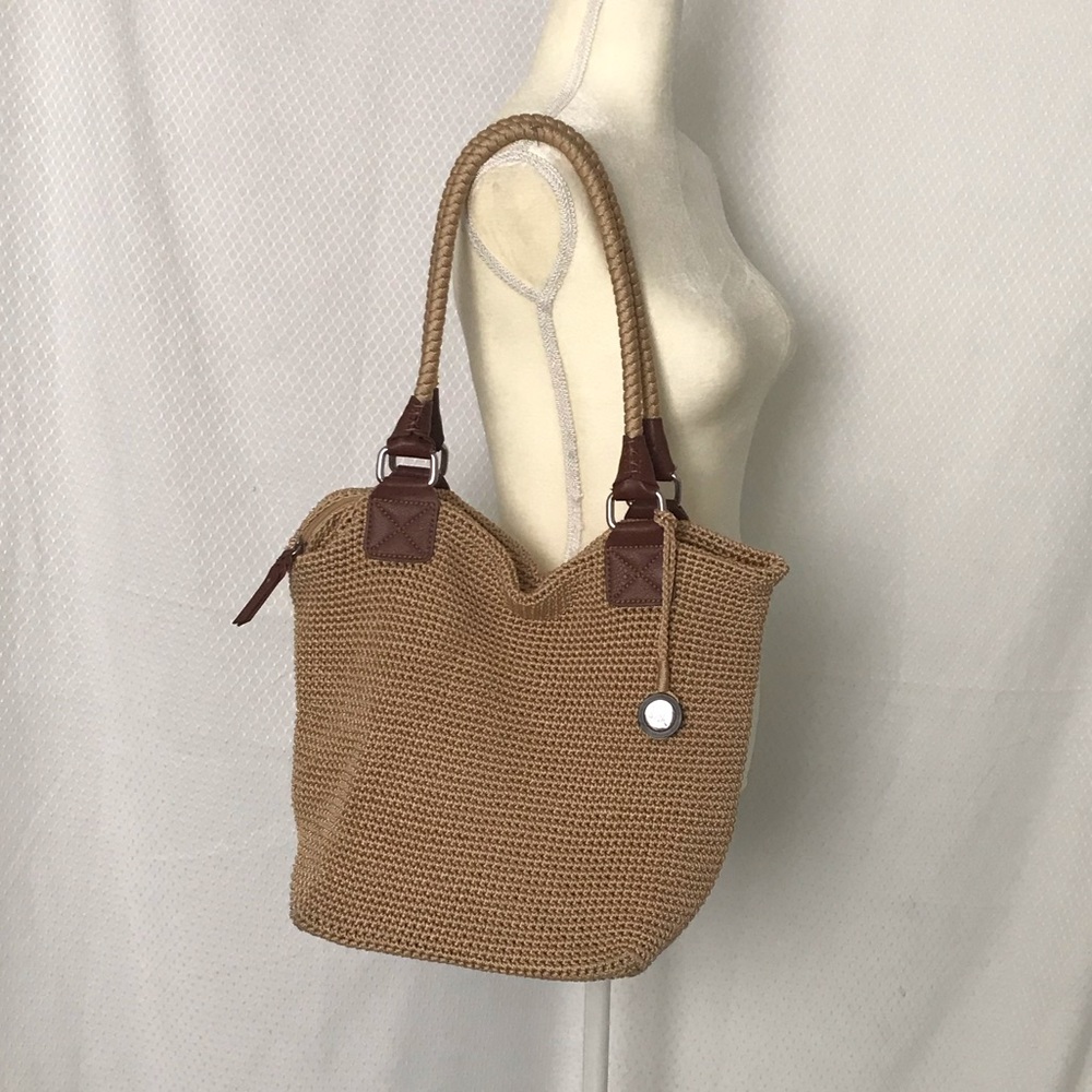 The Sak crochet hobo bucket purse neutral